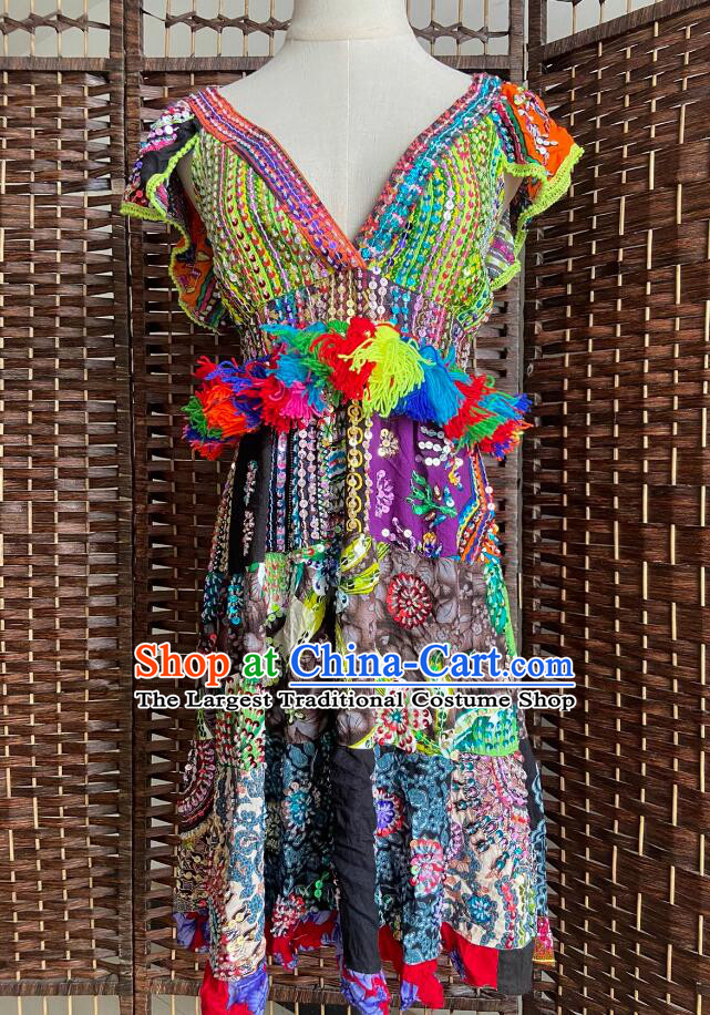 Thailand Traditional Costume Beach Photography Short Dress Asian Thai Clothing for Women