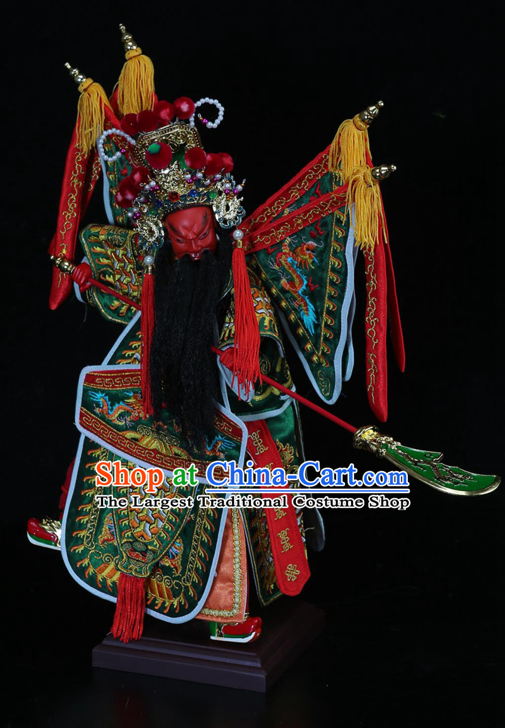 Traditional Chinese Peking Opera General Glove Puppet Guan Gong Hand Puppet Art Handmade Guan Yu Puppet