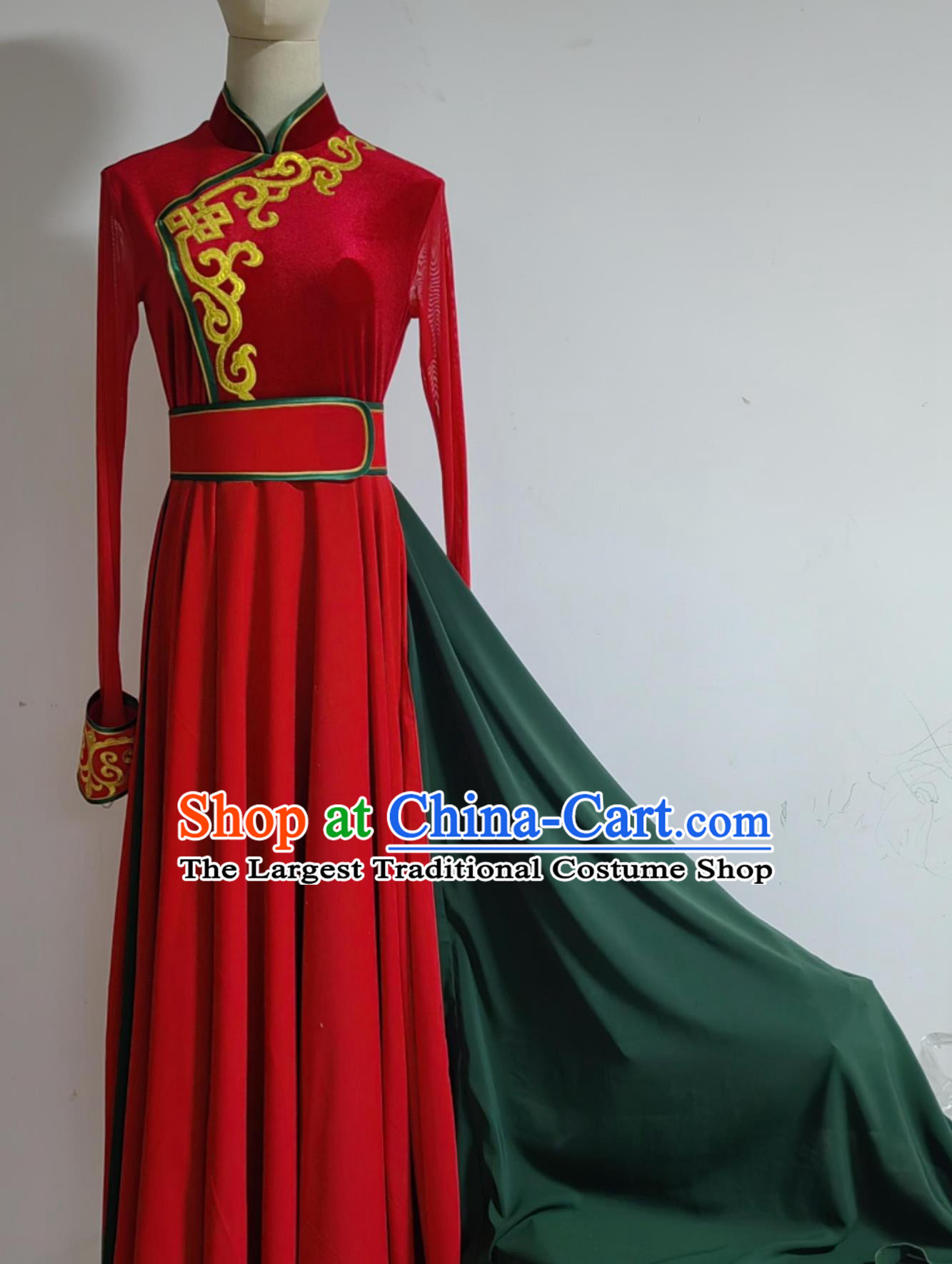 Red Dress Mongolian Dance Costume Ethnic Style Dance Costume Stage Performance Costume