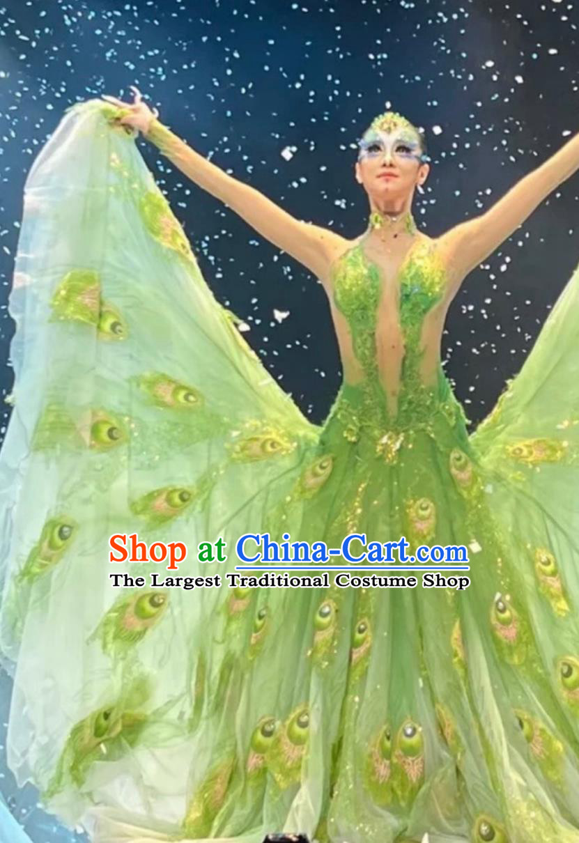 Green Yang Liping Peacock Dress Dai Ethnic Dance Dress Peacock Dance Group Dance Soul Of The Peacock Performance Costume
