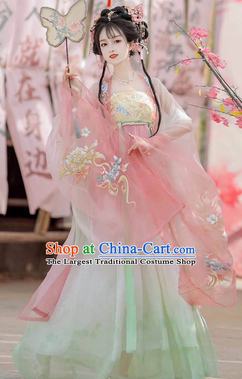 Tang Dynasty Hanfu Women Ancient Chinese Costume Fairy Qixiong Ruqun Flowing Fairy Dress Twelve Flower Goddesses Clothing