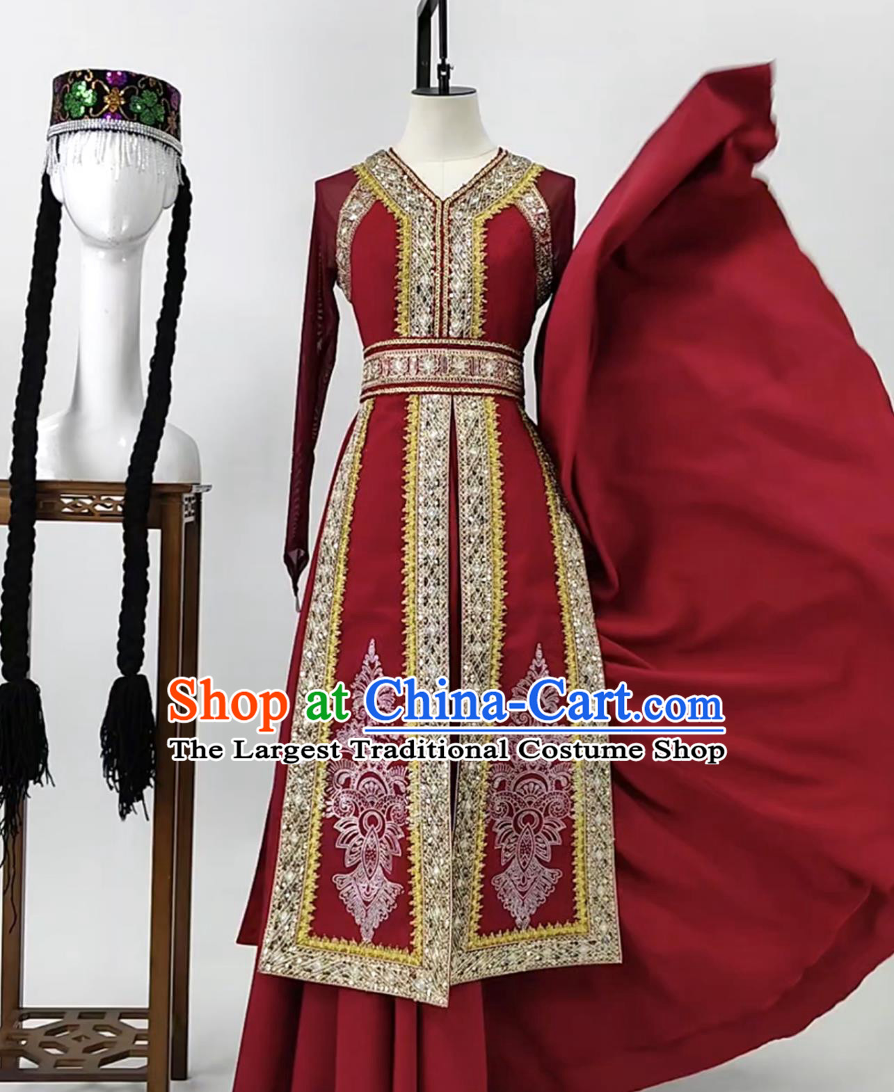 Chinese Ethnic Tajik Uyghur Dance Performance Costume National Costume Evening Dress