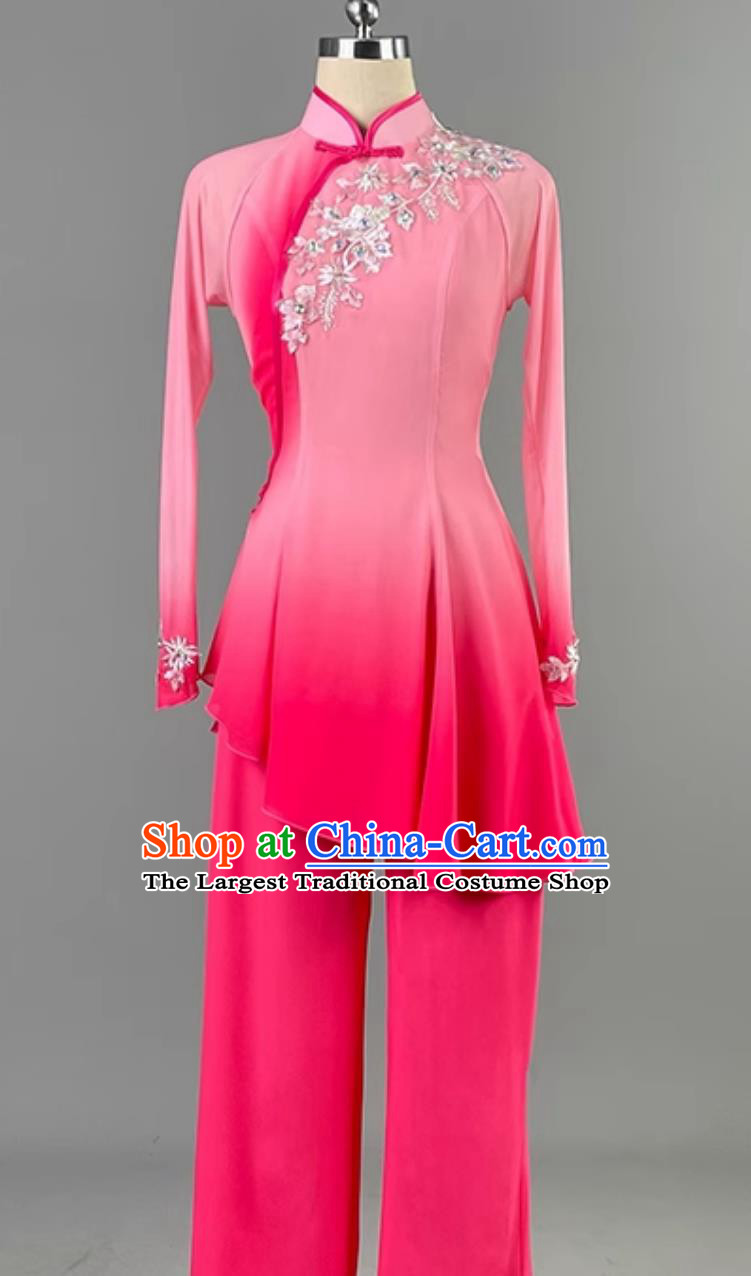 Classical Dance Costume Qianqian By The Fen River Dance Pink Outfit Traditional Chinese Style Jiaozhou Yangko Fan Dance Clothing