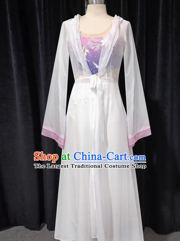 Umbrella Dance White Dress Classical Dance Costume Traditional Chinese Dance After The Rain Stage Performance Outfit