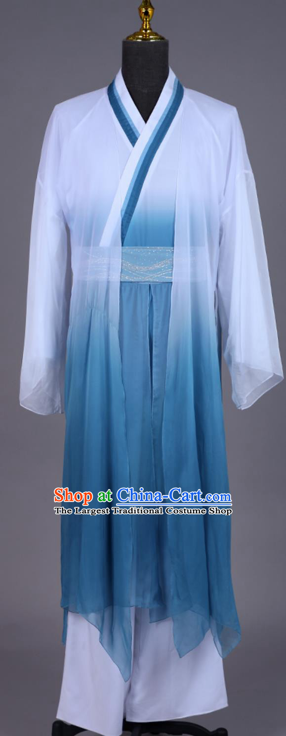 Classical Dance Ode To Breeze Stage Performance Costume Male Dance Blue Outfit Ethereal Ancient Chinese Style Clothing