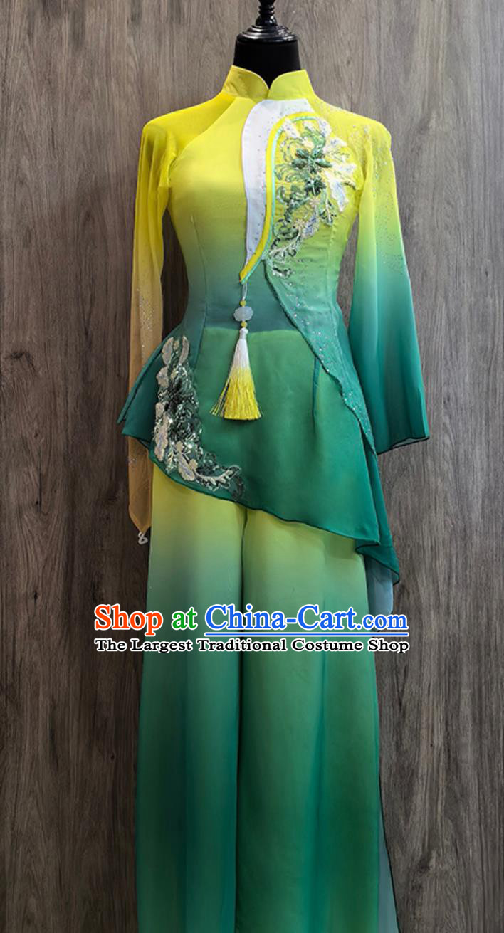 Jiaozhou Yangko Costume Chinese Classical Dance Performance Green Outfit Ancient Style Dance Clothing
