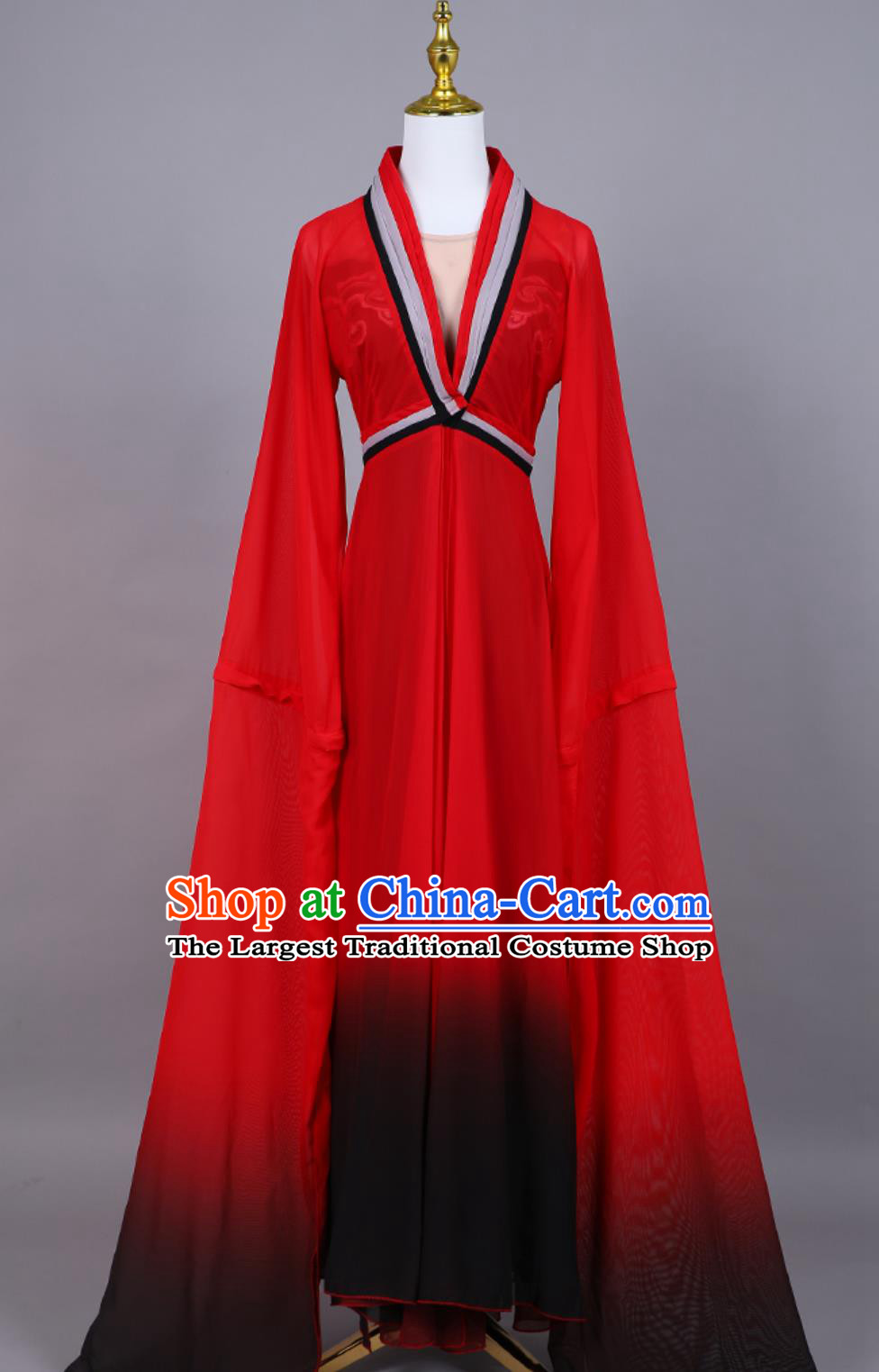 Classical Dance Book Scroll Dance Costume Stage Performance Outfit Red Gradient Water Sleeve Dance Dress