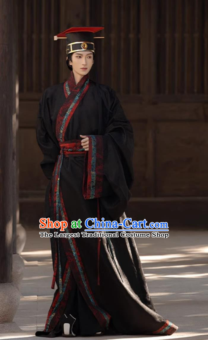 Hanfu Warring States Robe Qin And Han Dynasty Trailing Zhiju Chinese Restoration Men Style Costume