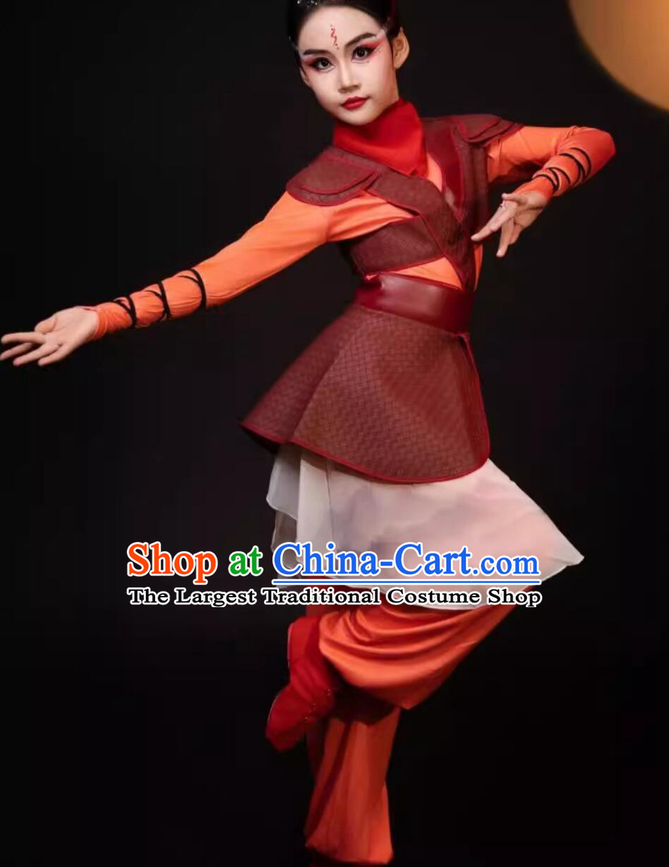 Chinese Opera Little Lotus Charm Hua Mulan Performance Costume Ancient General Soldier Armor Hua Mulan Show Outfit