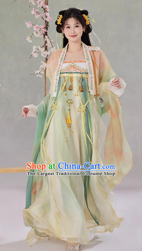 Hanfu Women High Waist Chinese Fairy Style Costume Spring Summer Ruqun Dress with Embroidery