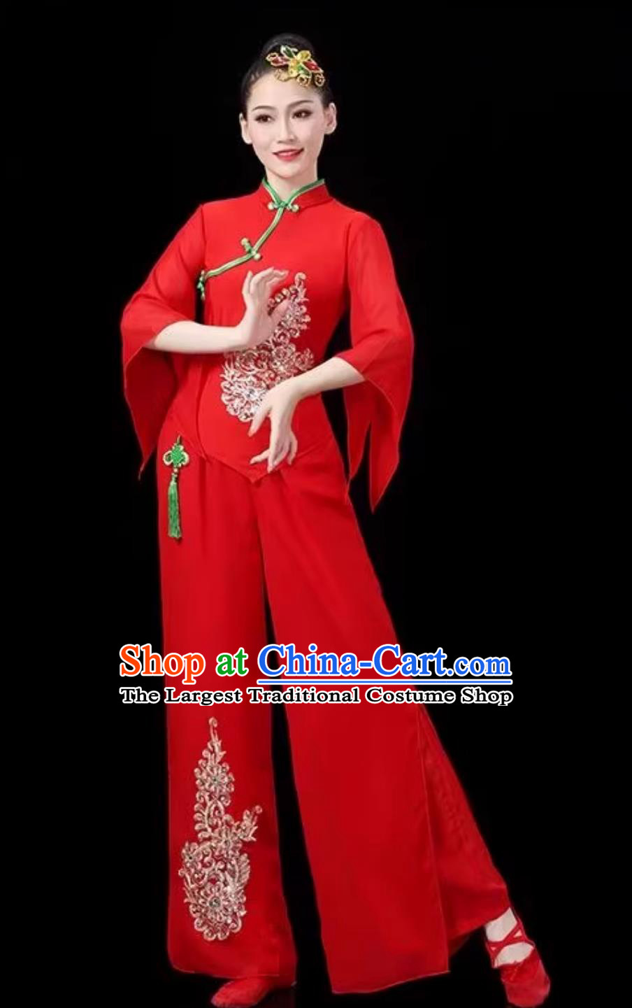 Yangko Dance Performance Costume Fan Dance Red Outfit Yangge Dance Performance Clothing