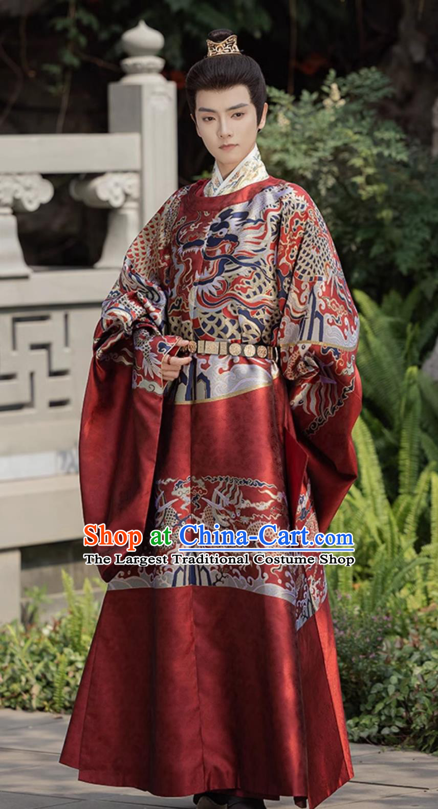 Traditional Chinese Ming Dynasty Male Historical Costume Hanfu Red Brocade Robe Ancient China Wedding Attire