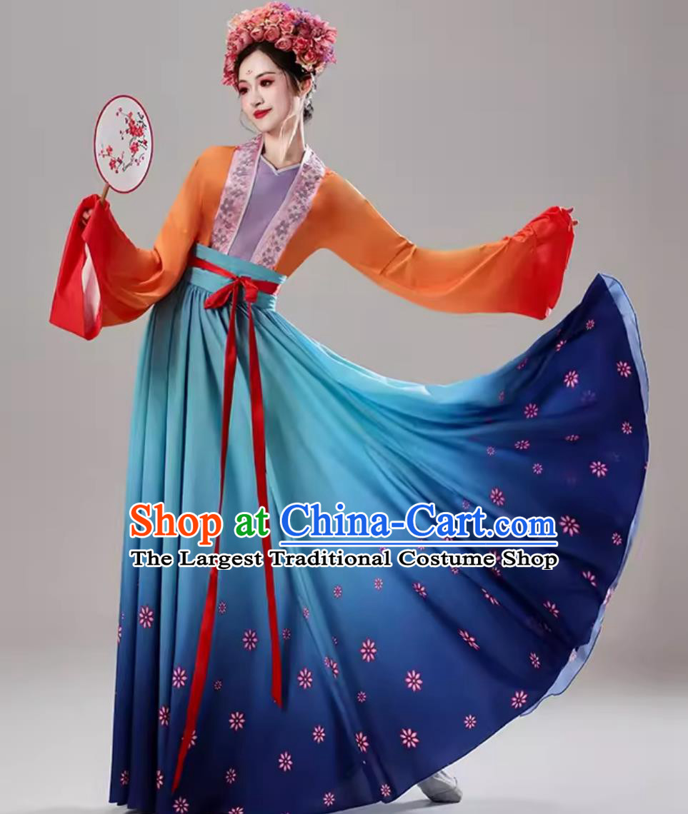 Chinese Classical Dance Performance Costume Women Han Tang Costume Lantern Festival Rendezvous Blossom Dance Dress