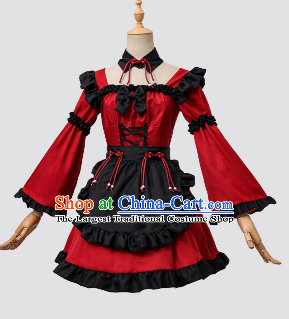 Chinese New Year Lolita Maid Dress Spring Festival Lolita New Chinese Style Stage Performance Cosplay Costume