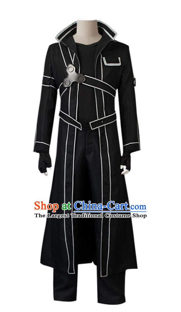 Sword Art Online Cosplay Costume Kirigaya Kazuto Long Trench Coat Stand Collar Ancient Style Coat Anime Cosplay Outfit