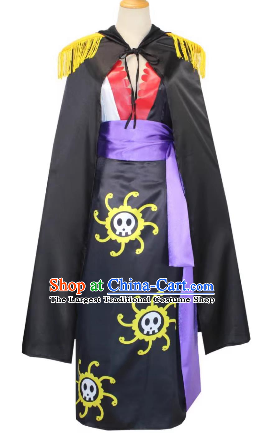 One Piece Cosplay Costume Boa Hancock Empress Snake Princess Sexy Black High Slit Qipao