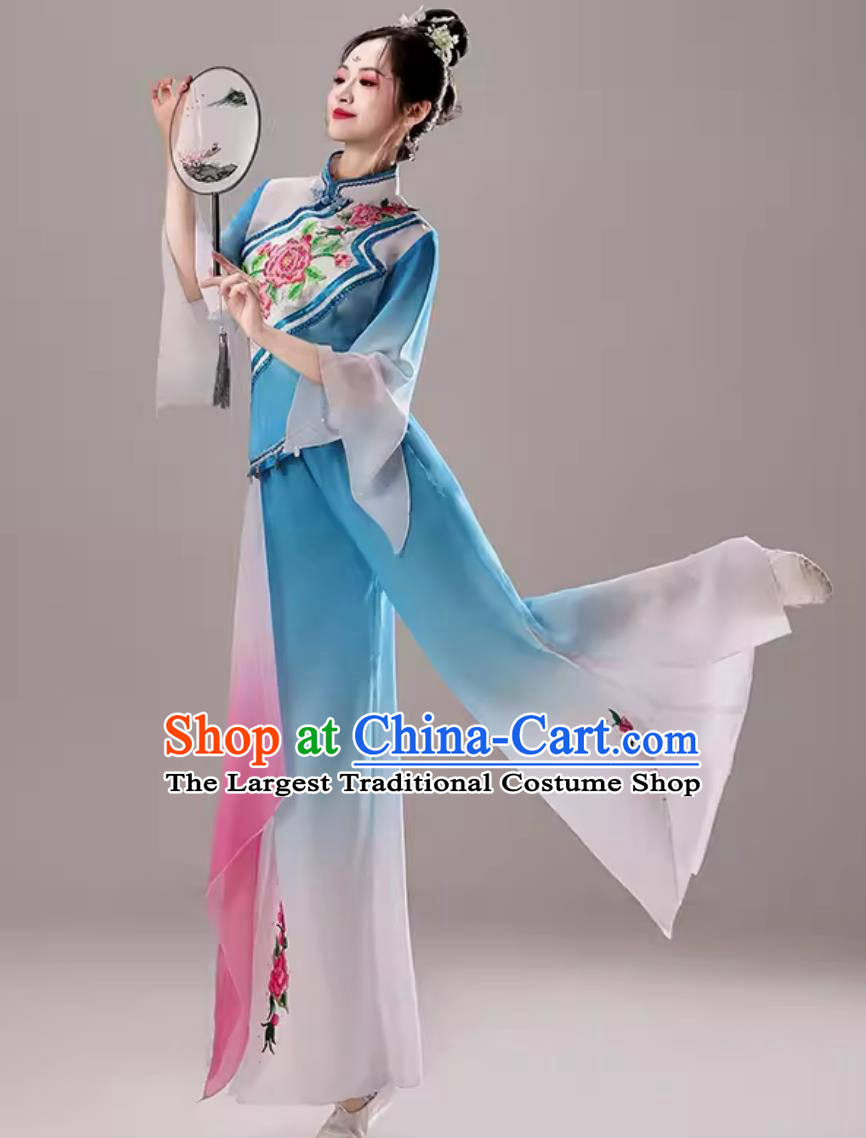 Sky Blue Yangko Dance Costume Performance Costume Women Umbrella Dance Jiaozhou Classical Dance Outfit