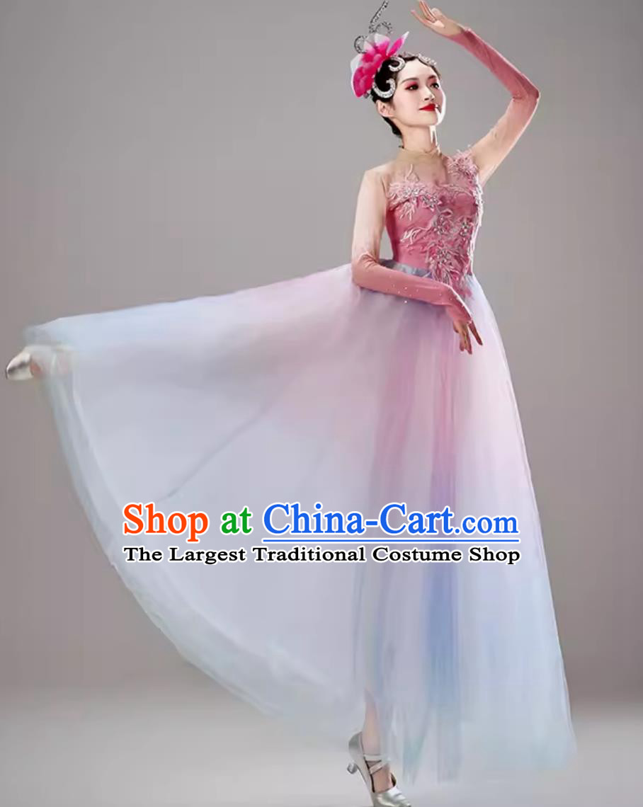 Opening Dance Flared Dress Performance Costume Women Modern Song With Dance Large Group Dance Costume