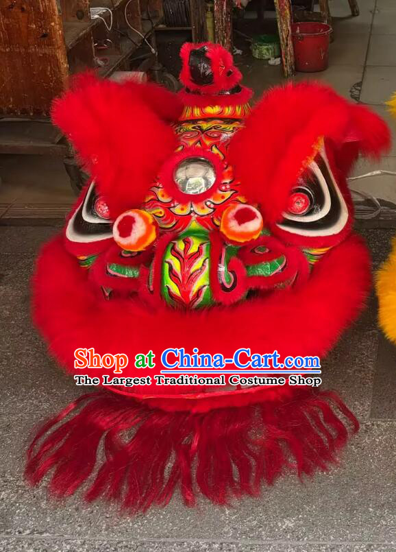 Top Red Wool Lion Dance Equipment for Performances Chinese Southern Lion Dance Hok San Lion Head and Costumes Complete Set