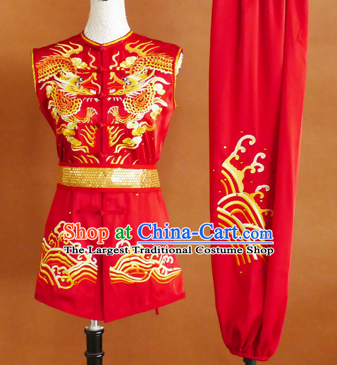16th World Wushu Championships Embroidered Dragon Wushu Uniform Kids Exam Costume Nanquan Competition Outfit Performance Clothing