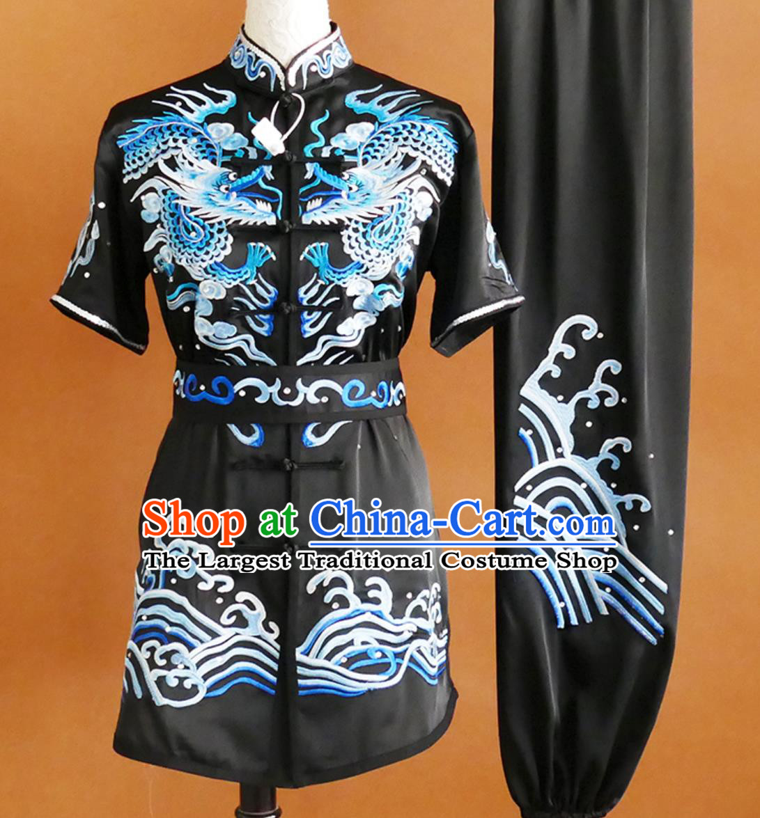 Dragon Embroidery Changquan Wushu Uniform Taolu Training Costume Competition Performance Colorful Outfit Kung Fu Physical Exam Uniform