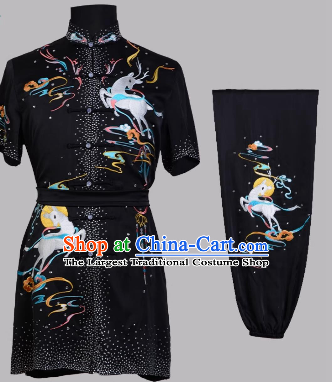 Embroidered Wushu Exam Uniform Changquan Costume Sparkling Kung Fu Competition Outfit Martial Arts Suit