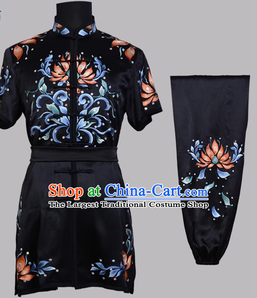 Pure Silk Embroidered Wushu Uniform Hand Pushed Embroidery Double Deer Changquan Suit Training Competition Kung Fu Outfit