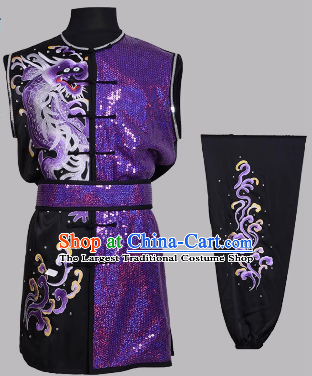Purple Dragon Embroidered Wushu Costume Kung Fu Performance Clothing Martial Arts Competition Colorful Taolu Changquan Outfit