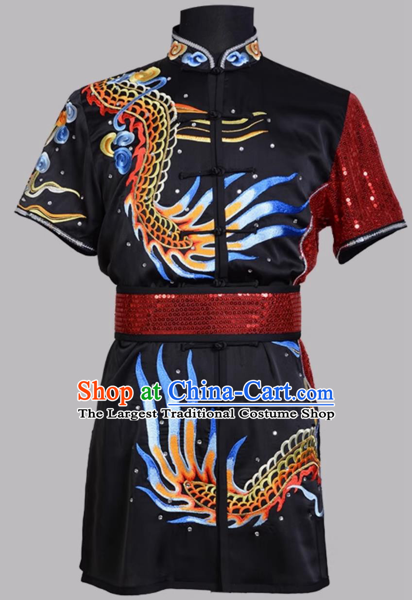 Double Dragon Embroidered Colorful Wushu Uniform Competition Costume Taolu Changquan Outfit
