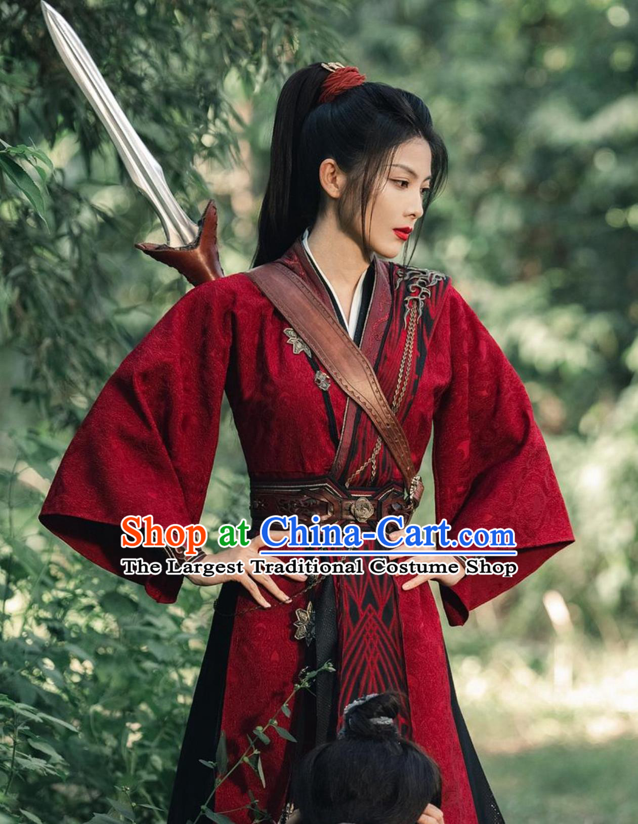 Traditional Red Hanfu Dress TV Series Guardians of the Dafeng Heroine Li Miao Zhen Costume Chinese Ancient Swordswoman Clothing