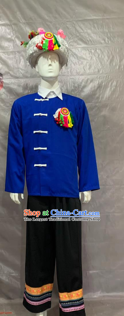 Achang Ethnic Performance Costume Embroidered 56 Chinese Ethnic Minorities Suit Traditional Male Clothing