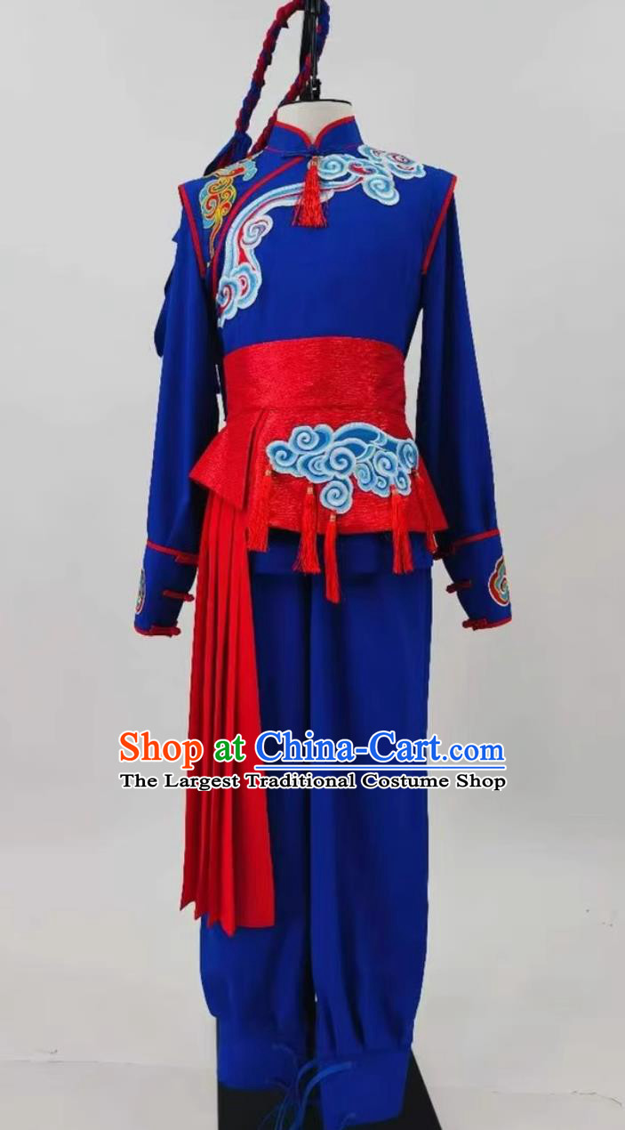 Year Of The Snake Spring Festival Gala Chaoshan Yingge Dance Costume Men Performance Blue Outfit Intangible Cultural Heritage Dance Attire