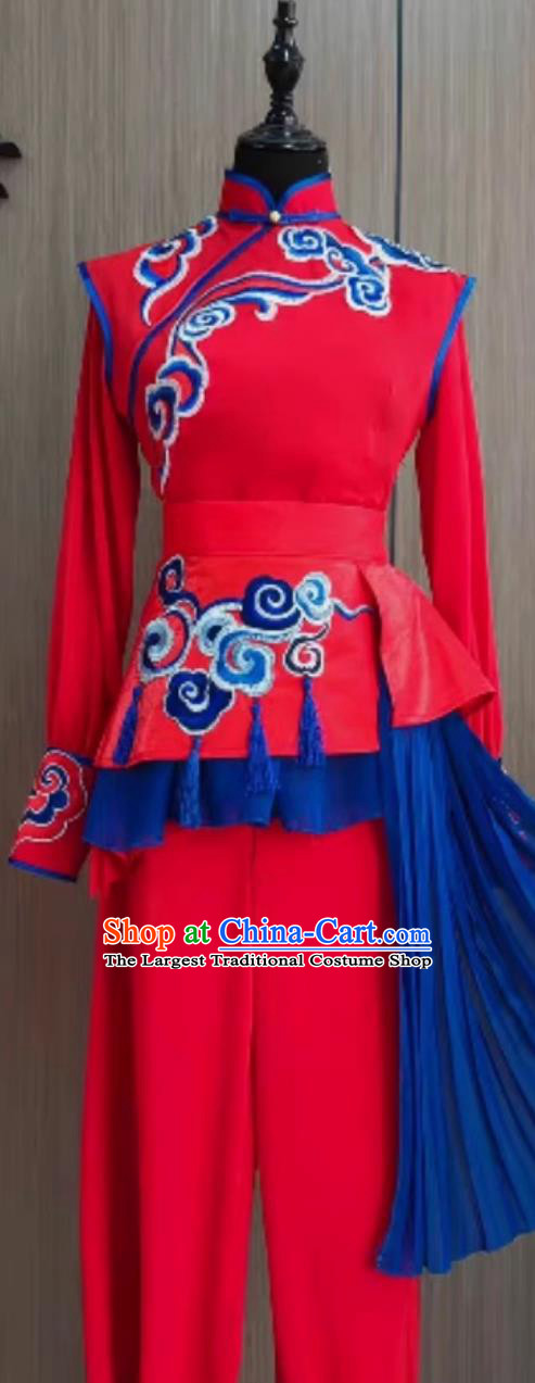 Year Of The Snake Spring Festival Gala Chaoshan Yingge Dance Costume Women Performance Red Outfit Intangible Cultural Heritage Dance Attire