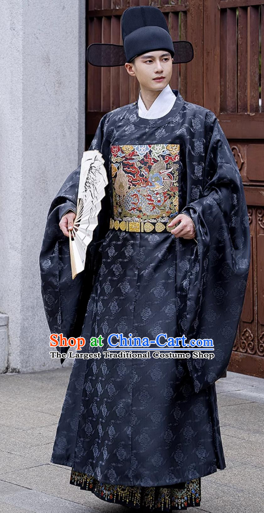 Hanfu Ming Dynasty Unisex Qilin Mandarin Square Military Official Robe Round Neck Gown Traditional Chinese Costume