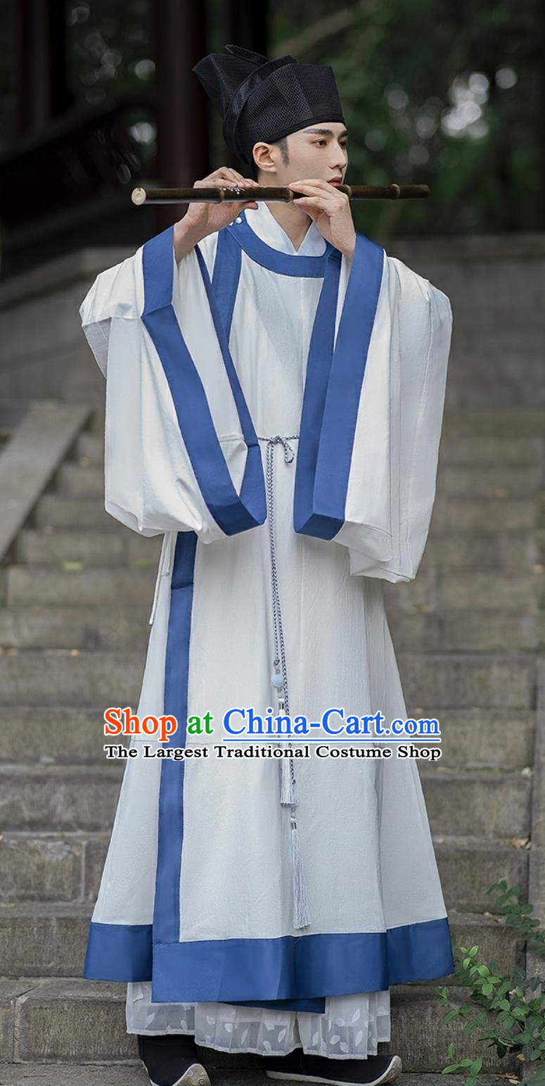 Chinese Song Dynasty Hanfu Lanshan Round Neck Gown Ancient Style Men Attire