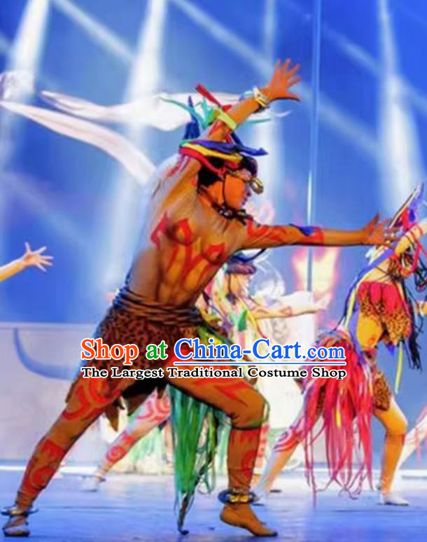 Tibetan Qiang Traditional Folk Festival Cultural Performance Costume Ethnic Dance Outfit Male Stage Show Attire