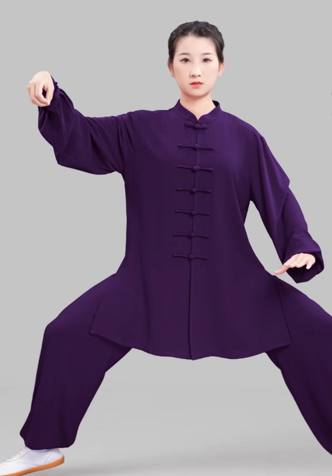 Purple Women Stretch Tai Chi Suit Ba Duan Jin Taiji Training Outfit