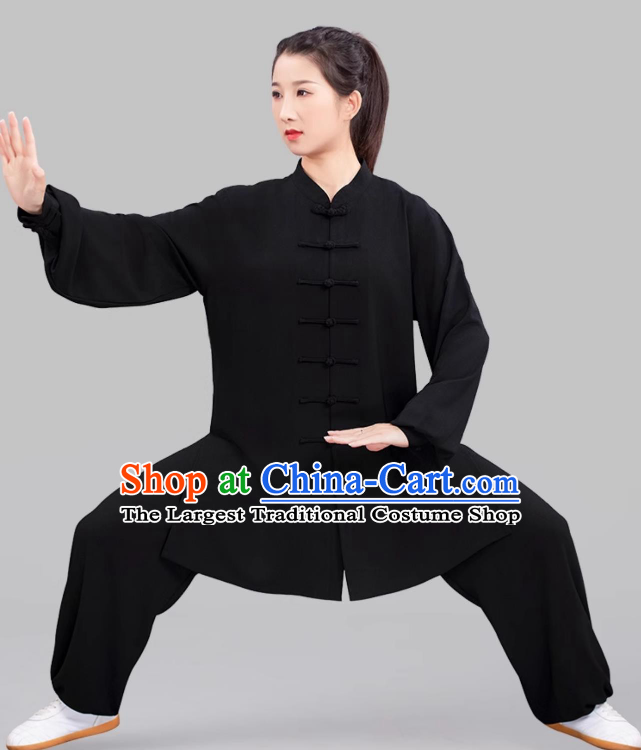 Black Women Stretch Tai Chi Suit Ba Duan Jin Taiji Training Outfit