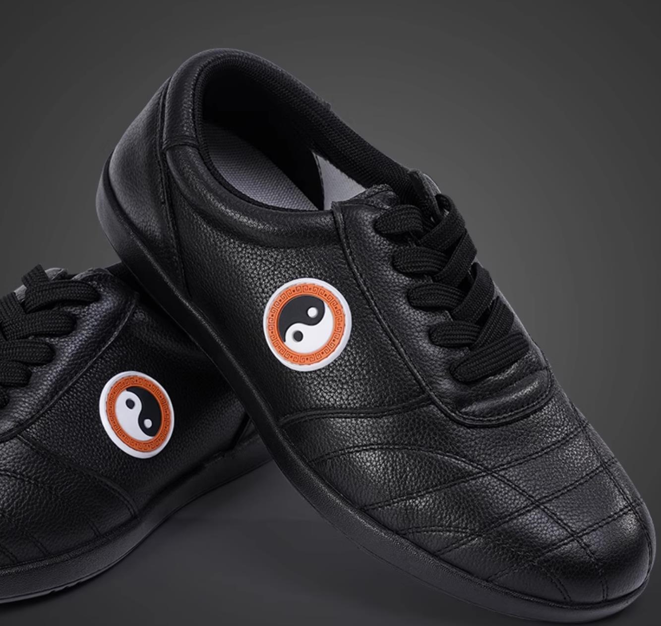 All Black Leather Tai Chi Shoes Professional Ba Duan Jin Training Shoes