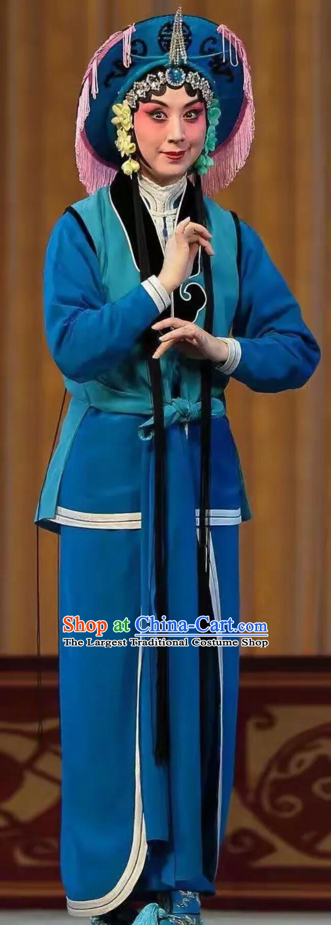 Chinese Peking Opera The Fisherman Revenge Da Yu Sha Jia Costumes Beijing Opera Qingyi Outfit and Hat Traditional Opera Clothing