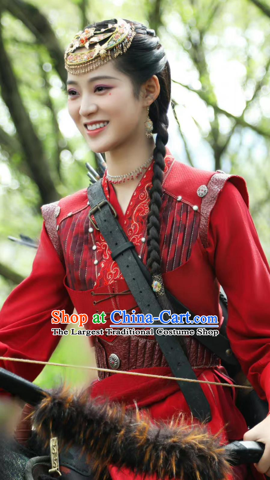 Ancient Chinese Swordswoman Costume Traditional Heroine Red Clothing TV Series Fateful Love Princess Nangong Qian Qian Outfit