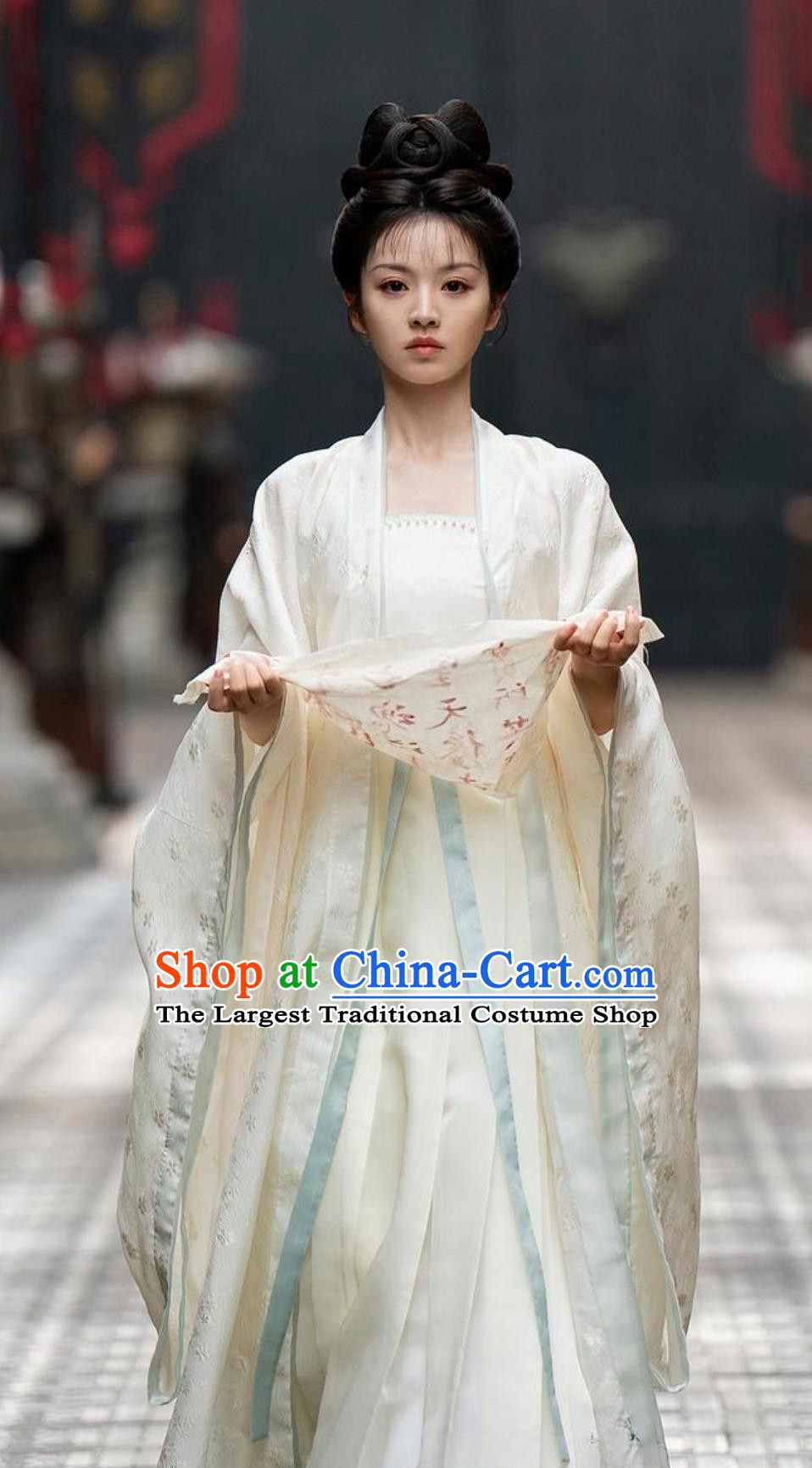 Traditional Chinese White Hanfu Dress TV Series Guardians of the Dafeng Princess Lin An Costume Ancient China Noble Lady Clothing