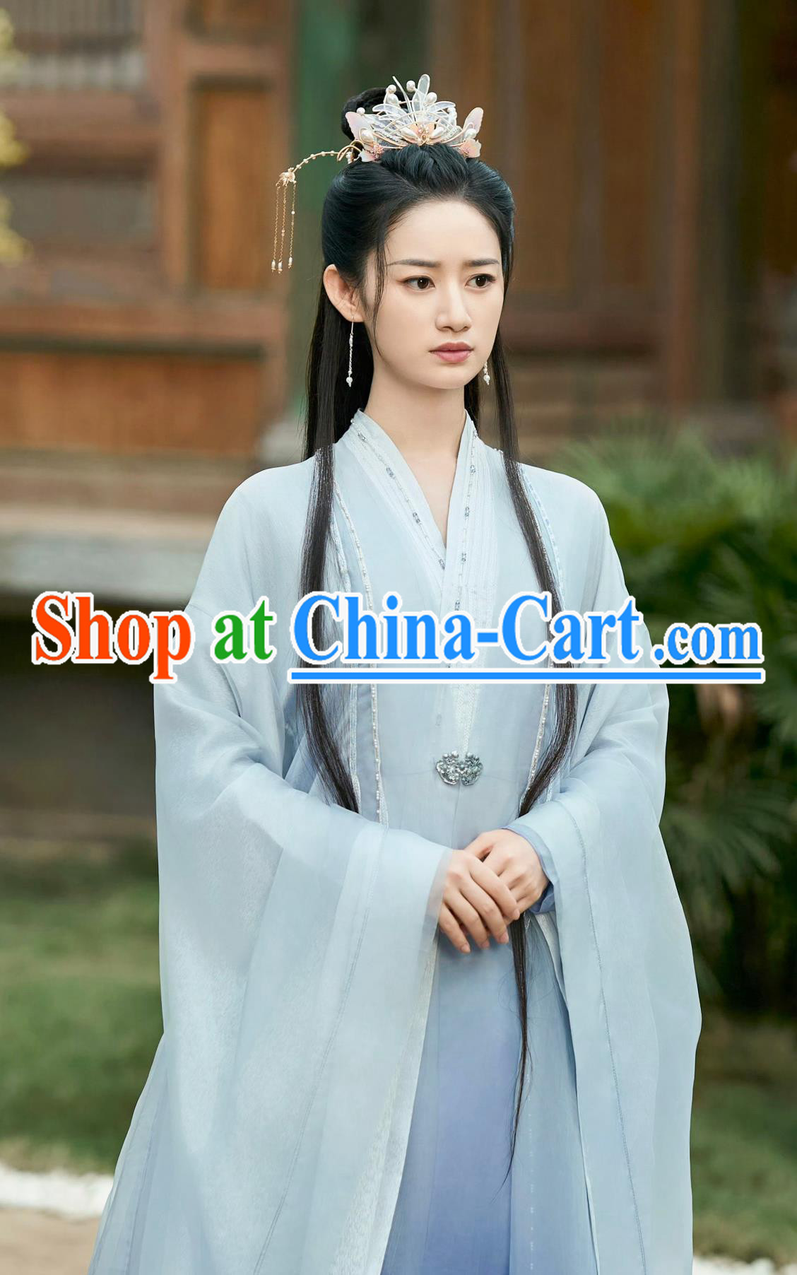 Ancient Chinese Drama Princess Clothing Traditional Blue Hanfu Dress TV Series A Moment But Forever Zhi Dai Costume