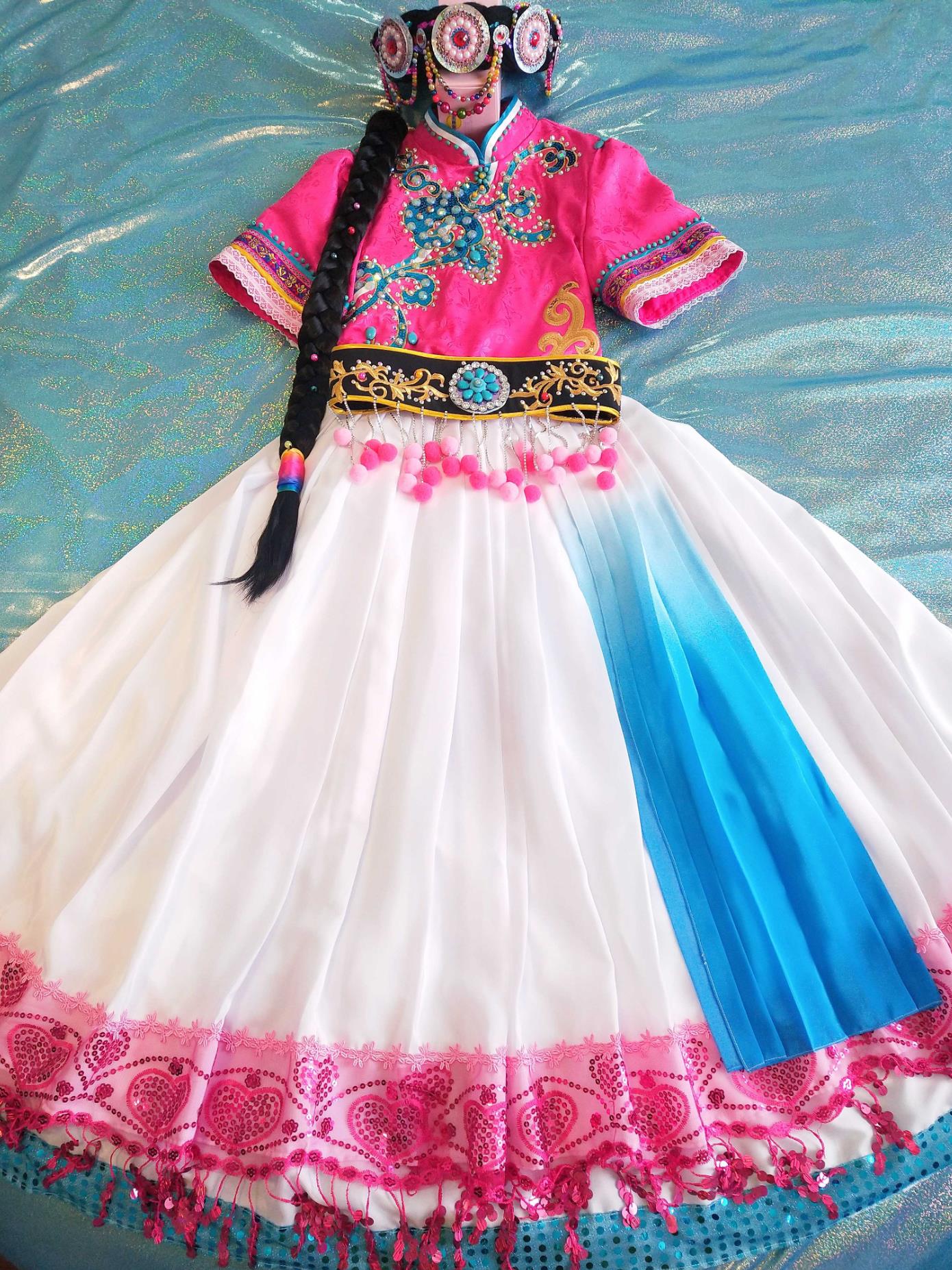 Yunnan Lijiang Naxi Ethnic Costume Chinese Mosuo Stage Outfit