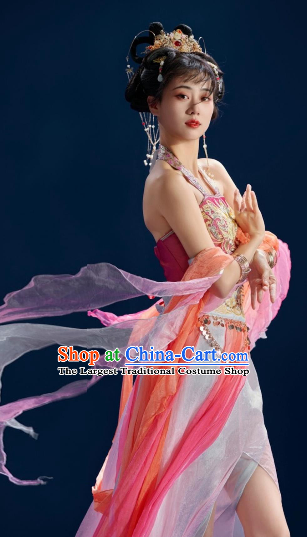 Dunhuang Feitian Fairy Clothing Embroidery Hanfu Dress Chinese Western Region Desert Princess Costume