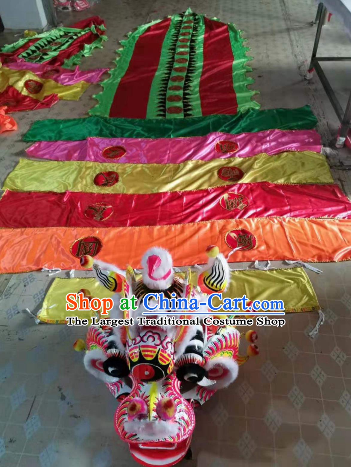 Chinese Lion Dance Costume Foshan Hakka Kylin Head Awakening Lion Performance Equipment