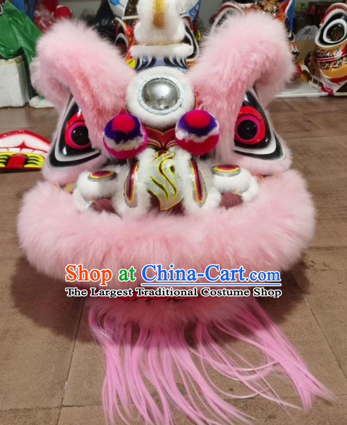 Pink Wool Southern Lion Awakening Lion Malaysian Lion Chinese Hok San Lion Dance Costume Lion Performance Prop