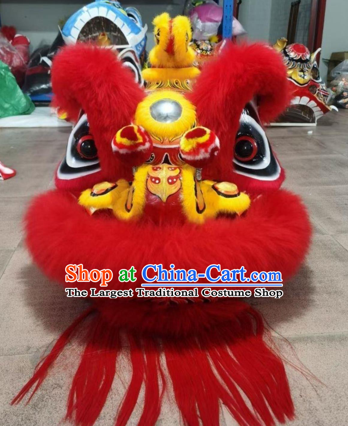 Red Wool Southern Lion Awakening Lion Malaysian Lion Chinese Hok San Lion Dance Costume Lion Performance Prop
