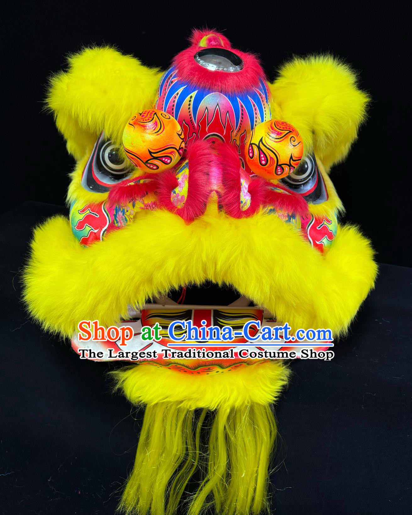 Yellow Wool Children Size 5 Foam Lion Head Chinese Lion Dance Costume Fut San Lion Dance Equipment
