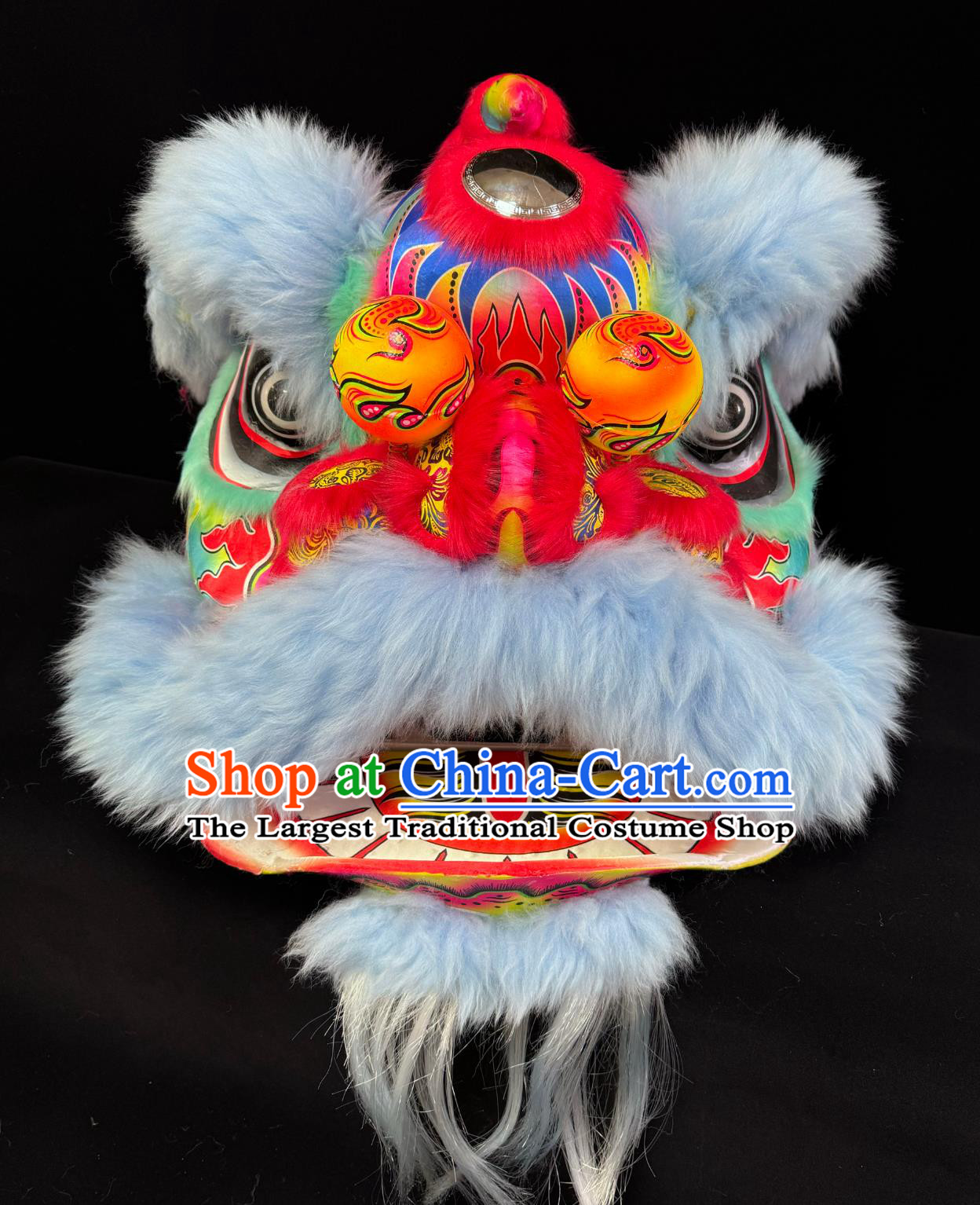 Light Blue Wool Children Size 5 Foam Lion Head Chinese Lion Dance Costume Fut San Lion Dance Equipment